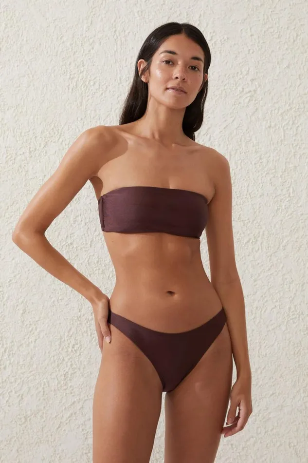 Women Bikinis Cotton On Full Bikini Bottom Willow Brown Shimmer