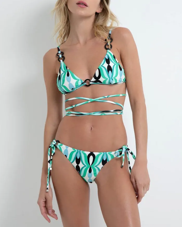 Women Bikinis PatBO TWIST TIEWRAP BIKINI TOP FINAL SALE Piscine Blue