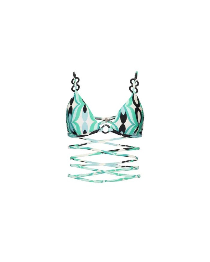Women Bikinis PatBO TWIST TIEWRAP BIKINI TOP FINAL SALE Piscine Blue