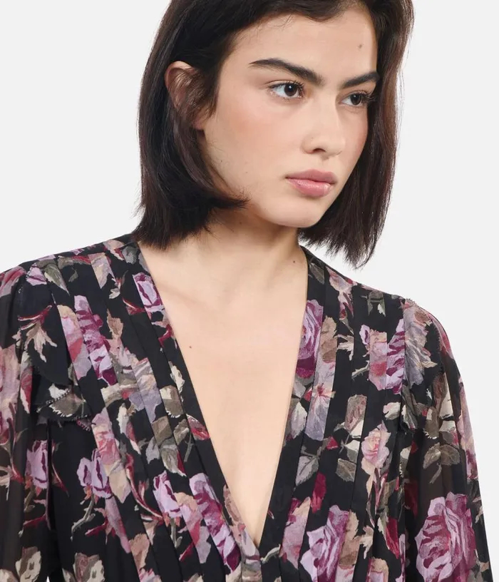 Women Black Long Floral Print Dress THE KOOPLES Dresses and Jumpsuits
