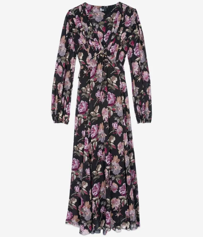 Women Black Long Floral Print Dress THE KOOPLES Dresses and Jumpsuits