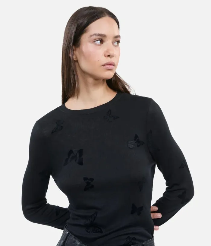 Women Black Longsleeved Tshirt THE KOOPLES Tshirts