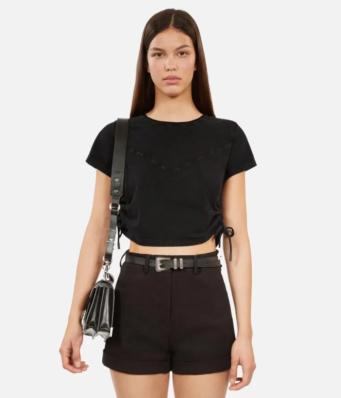 Women Black Tshirt With Lacing THE KOOPLES Tshirts