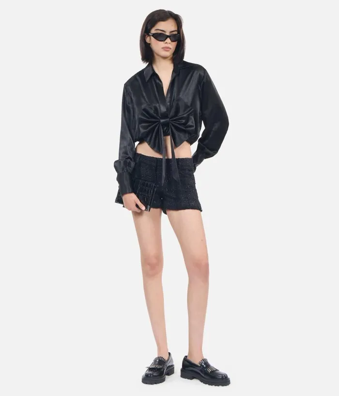 Women Black Top With Bow THE KOOPLES Blouses and Shirts