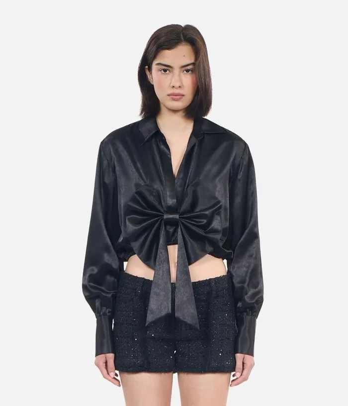 Women Black Top With Bow THE KOOPLES Blouses and Shirts
