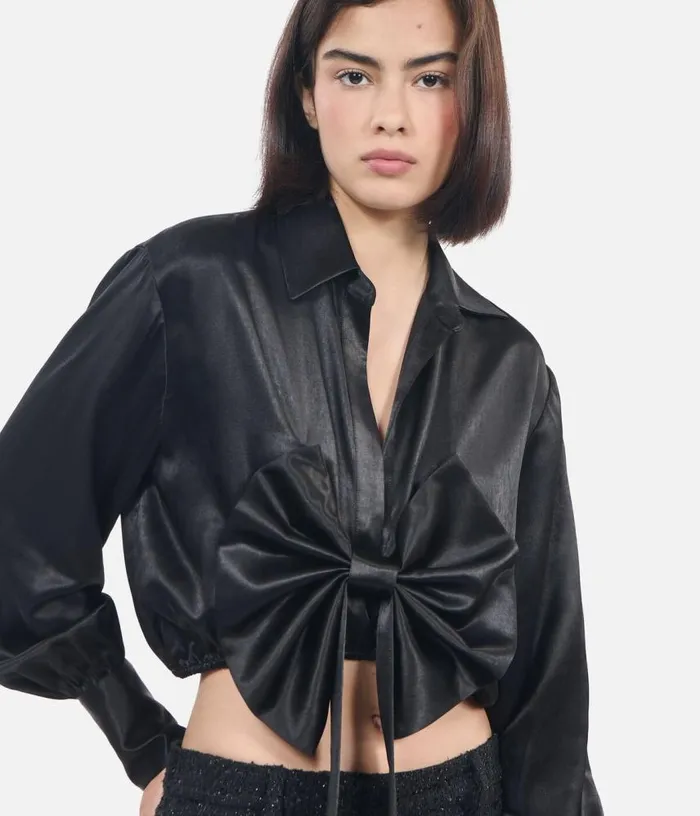 Women Black Top With Bow THE KOOPLES Blouses and Shirts
