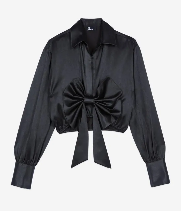 Women Black Top With Bow THE KOOPLES Blouses and Shirts