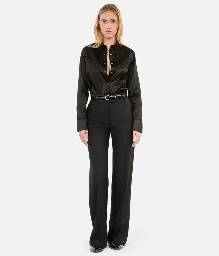 Women Black Westernstyle Satin Shirt THE KOOPLES Blouses and Shirts