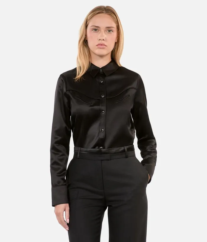 Women Black Westernstyle Satin Shirt THE KOOPLES Blouses and Shirts