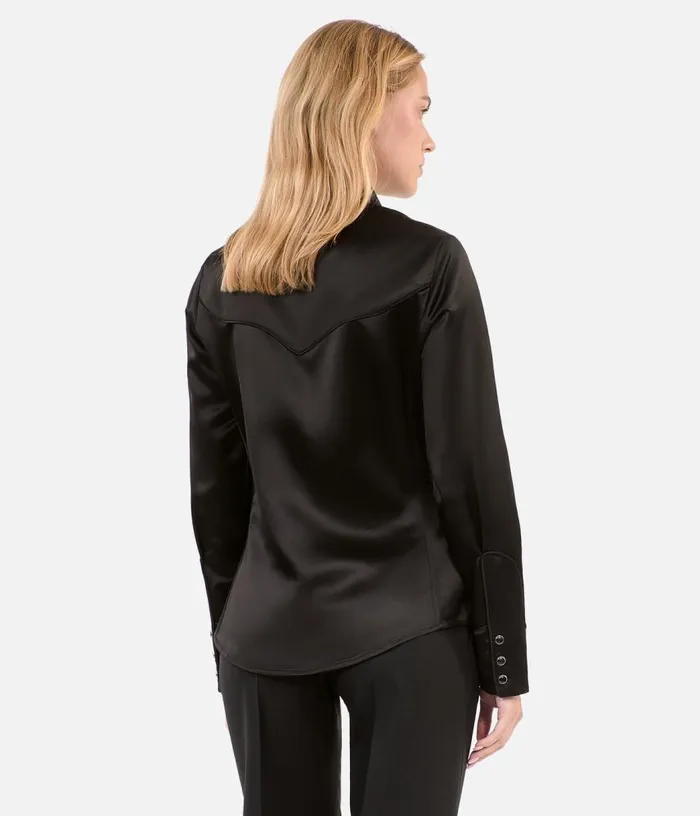 Women Black Westernstyle Satin Shirt THE KOOPLES Blouses and Shirts
