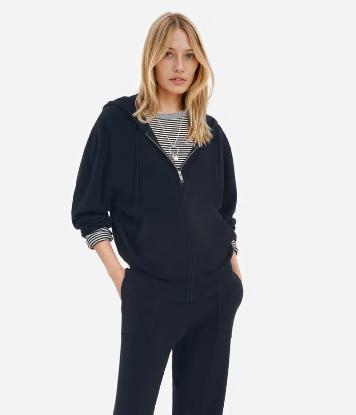 Women Black Wool And Cashmere Hoodie THE KOOPLES Sweaters
