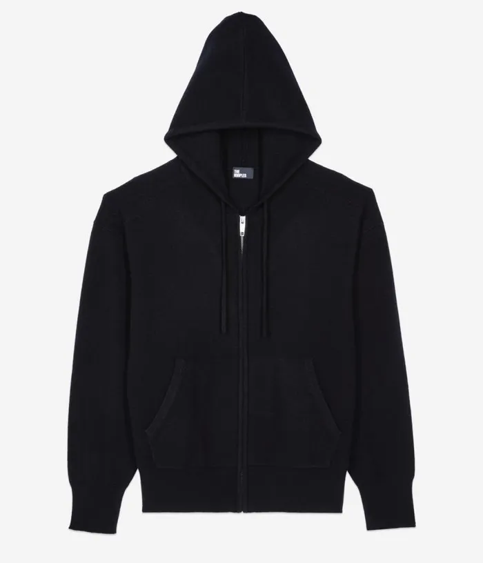 Women Black Wool And Cashmere Hoodie THE KOOPLES Sweaters