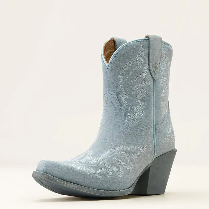 Women Booties Ariat Chandler Western Boot Baby Blue Jean Suede