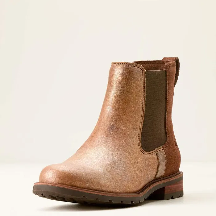Women Booties Ariat Wexford Chelsea Boot Metallic Pearlpolo Brown