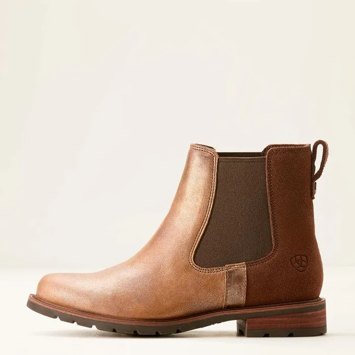 Women Booties Ariat Wexford Chelsea Boot Metallic Pearlpolo Brown