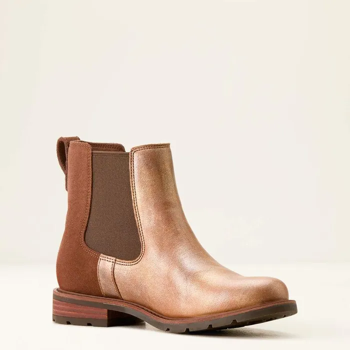 Women Booties Ariat Wexford Chelsea Boot Metallic Pearlpolo Brown
