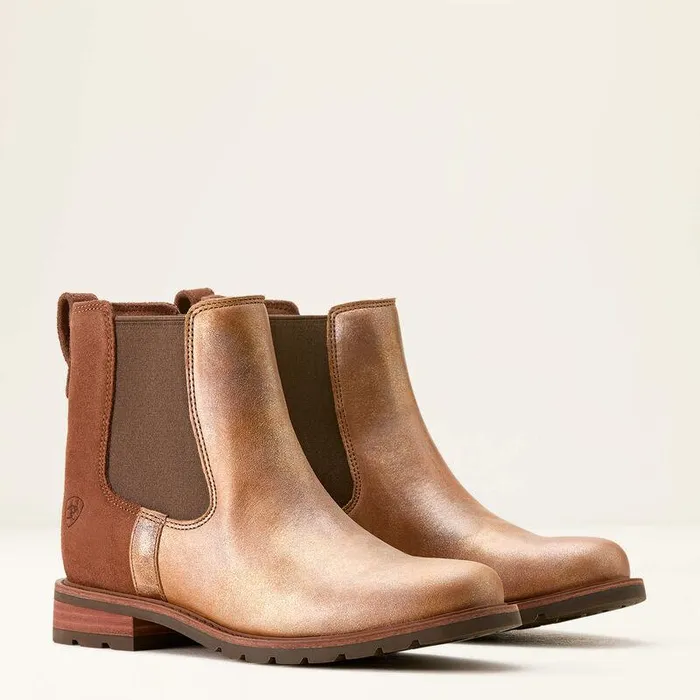 Women Booties Ariat Wexford Chelsea Boot Metallic Pearlpolo Brown
