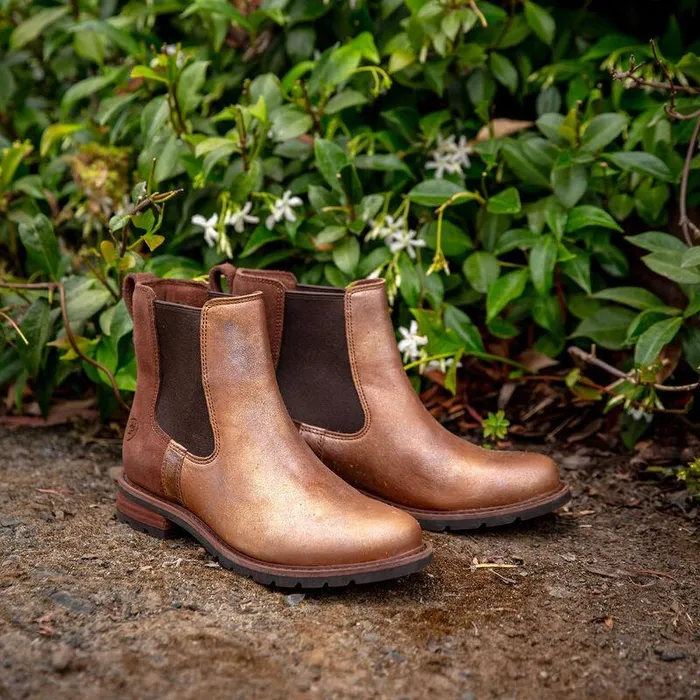 Women Booties Ariat Wexford Chelsea Boot Metallic Pearlpolo Brown