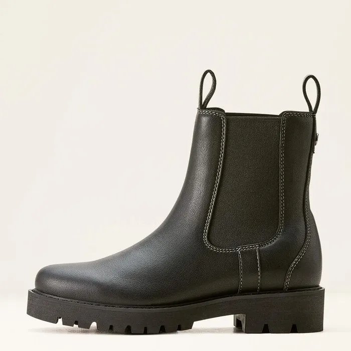Women Booties Ariat Wexford Lug Mid Waterproof Chelsea Boot Jet Black