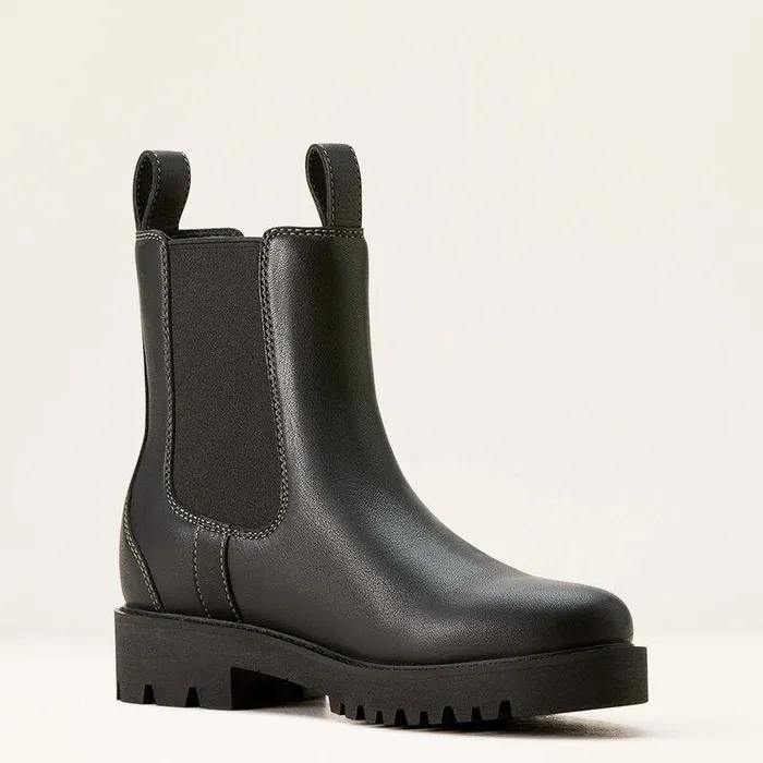 Women Booties Ariat Wexford Lug Mid Waterproof Chelsea Boot Jet Black