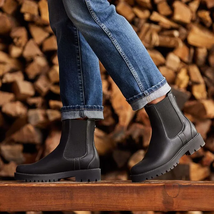 Women Booties Ariat Wexford Lug Mid Waterproof Chelsea Boot Jet Black