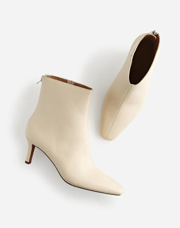 Women Boots Madewell The Dimes StilettoHeel Ankle Boot Ecru