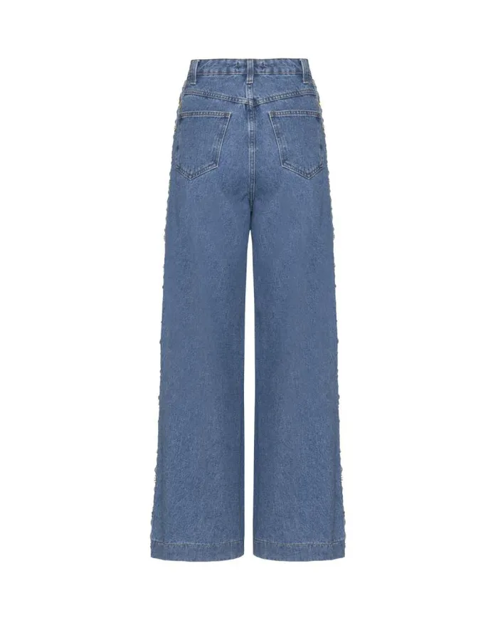 Women Bottoms PatBO Braided Wide Leg Jeans Denim