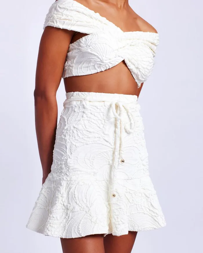 Women Bottoms PatBO Jacquard Mini Skirt White