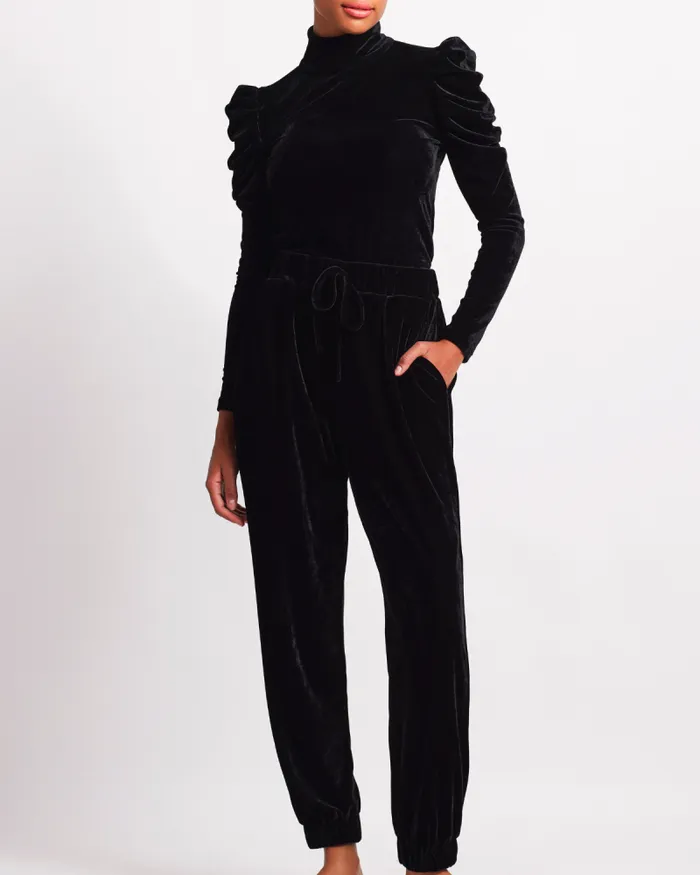 Women Bottoms PatBO Luxe Velvet Jogger FINAL SALE Black