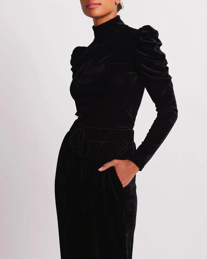 Women Bottoms PatBO Luxe Velvet Jogger FINAL SALE Black