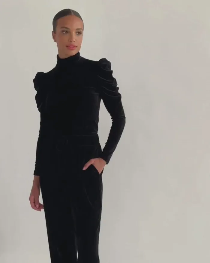 Women Bottoms PatBO Luxe Velvet Jogger FINAL SALE Black