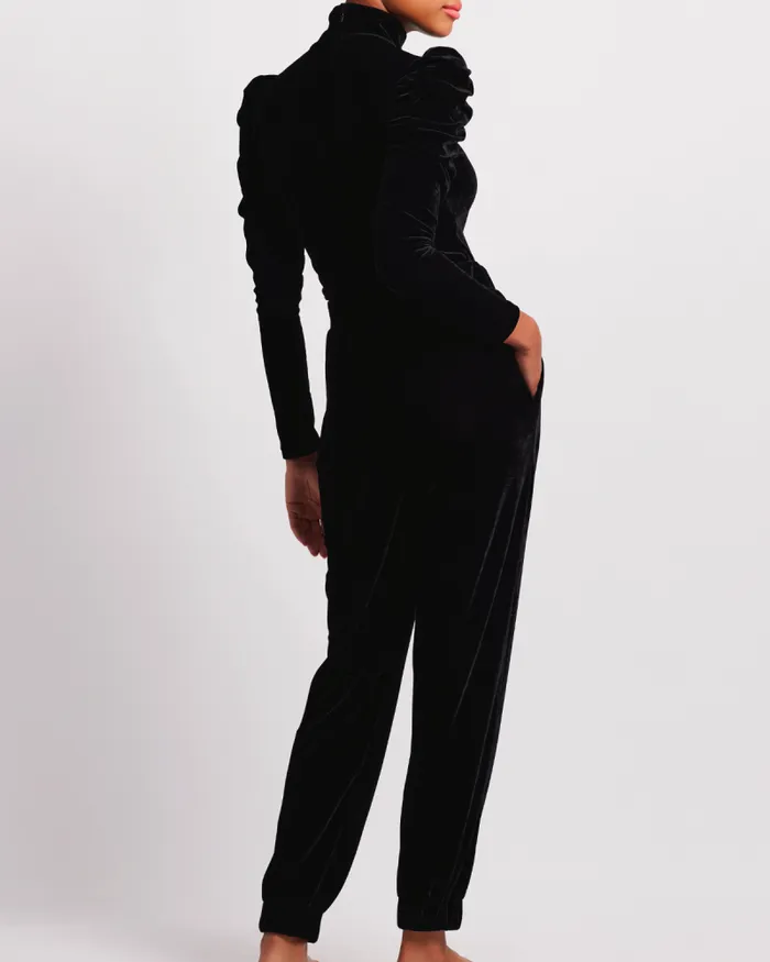 Women Bottoms PatBO Luxe Velvet Jogger FINAL SALE Black