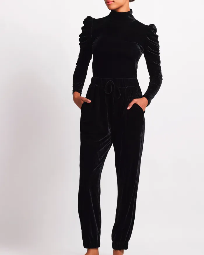 Women Bottoms PatBO Luxe Velvet Jogger FINAL SALE Black