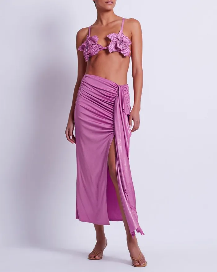 Women Bottoms PatBO Metallic Jersey Midi Skirt FINAL SALE Lilac