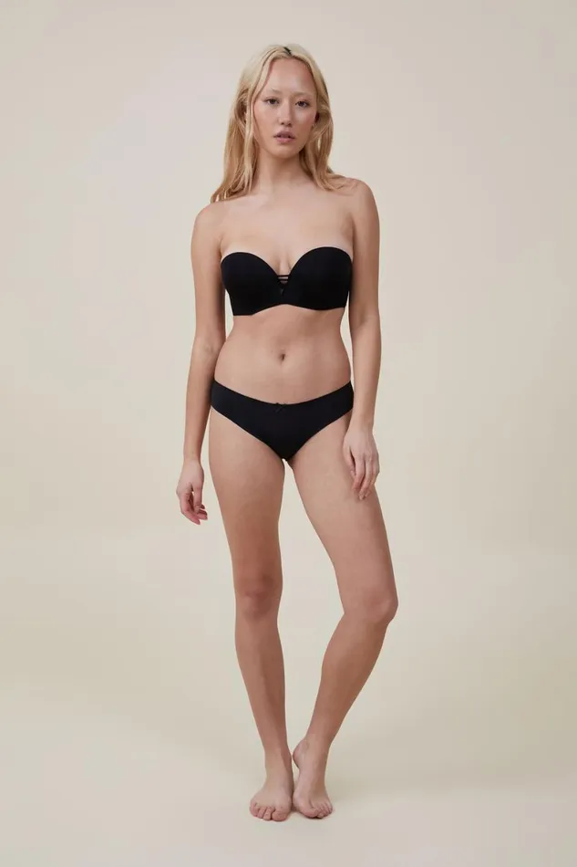 Women Bras Cotton On Everyday Lace Strapless Push Up 2 Bra Black