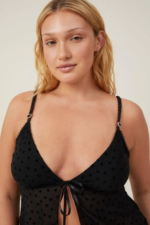 Women Bras Cotton On Sasha Flocking Mesh Longline Bralette Black