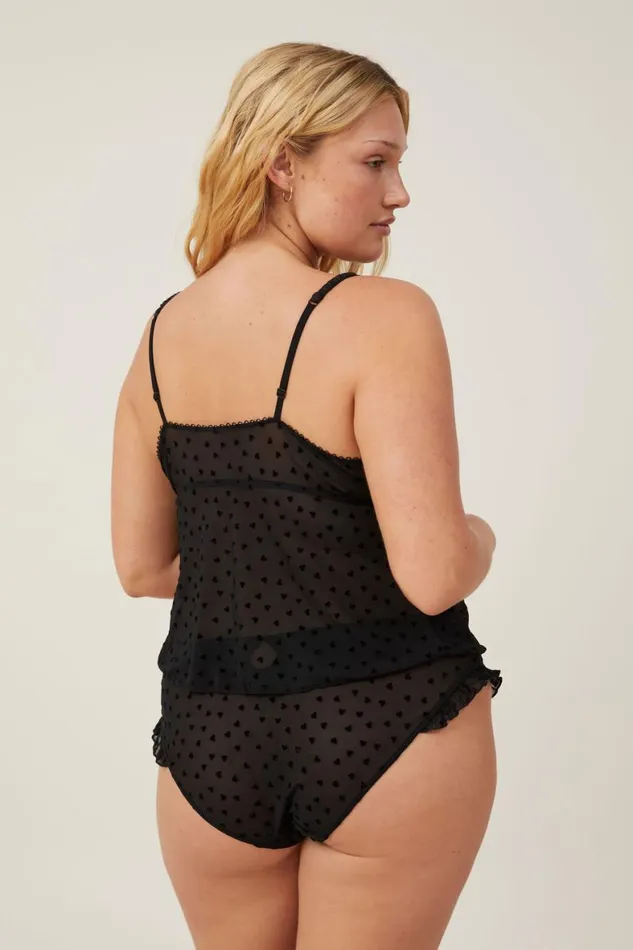 Women Bras Cotton On Sasha Flocking Mesh Longline Bralette Black