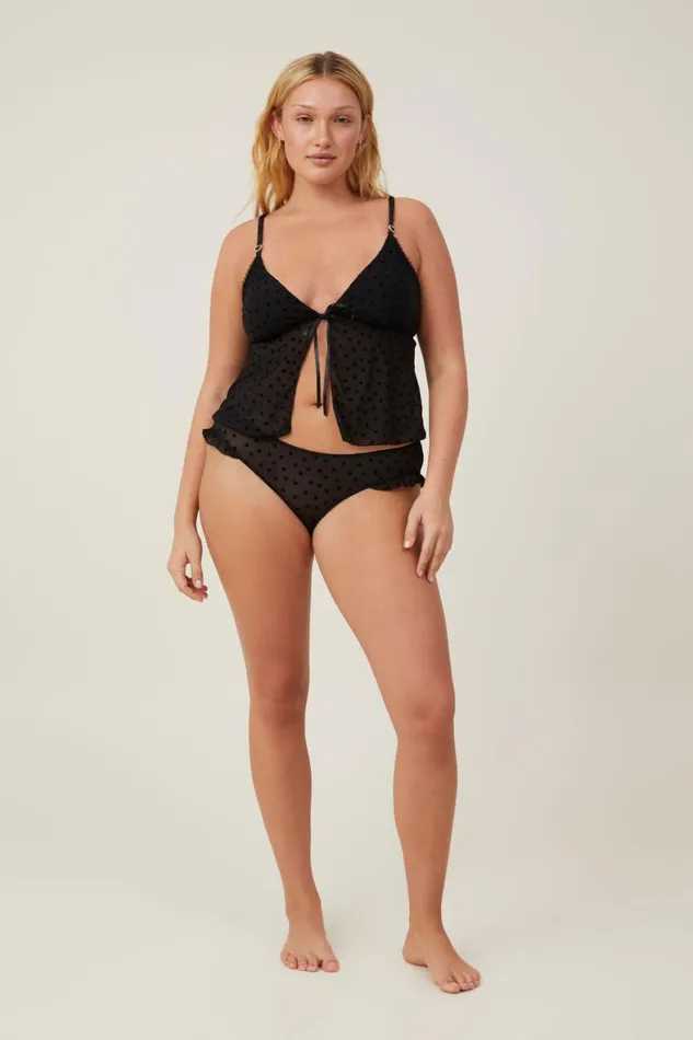 Women Bras Cotton On Sasha Flocking Mesh Longline Bralette Black