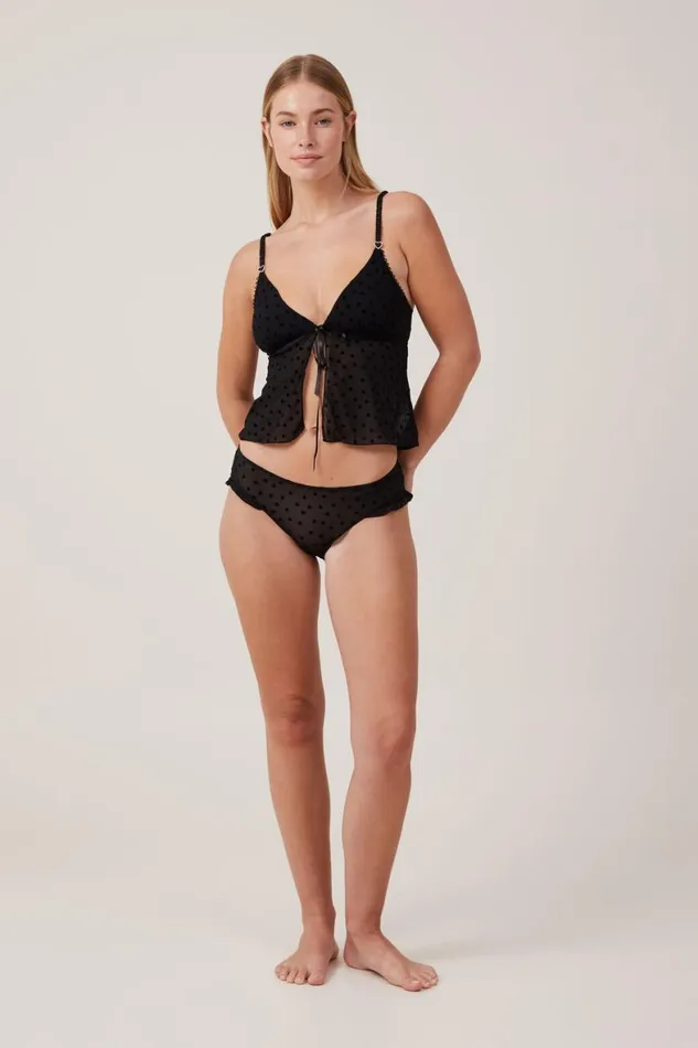 Women Bras Cotton On Sasha Flocking Mesh Longline Bralette Black