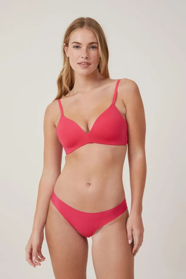 Women Bras Cotton On Ultimate Comfort Wirefree TShirt Bra Rose Red