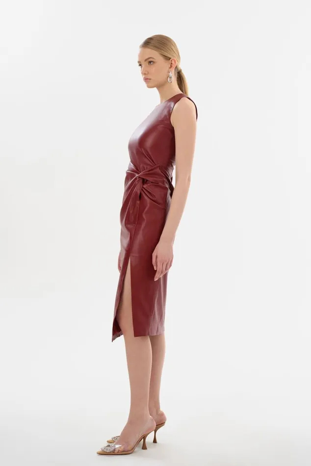 Women BRETT Faux Leather Dress Syrah LAMARQUE Dresses Women BRETT Faux Leather Dress Syrah LAMARQUE Dresses