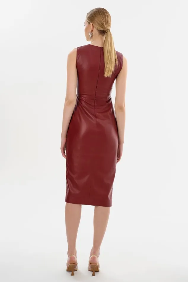 Women BRETT Faux Leather Dress Syrah LAMARQUE Dresses Women BRETT Faux Leather Dress Syrah LAMARQUE Dresses