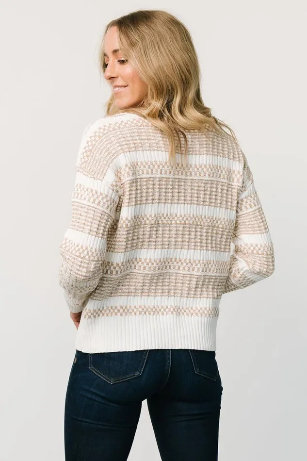 Women Brigitte Knit Sweater Taupe Off White Baltic Born Sweaters
