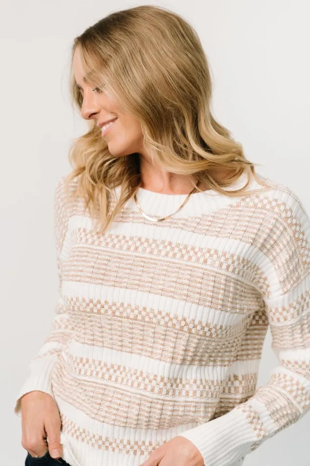 Women Brigitte Knit Sweater Taupe Off White Baltic Born Sweaters