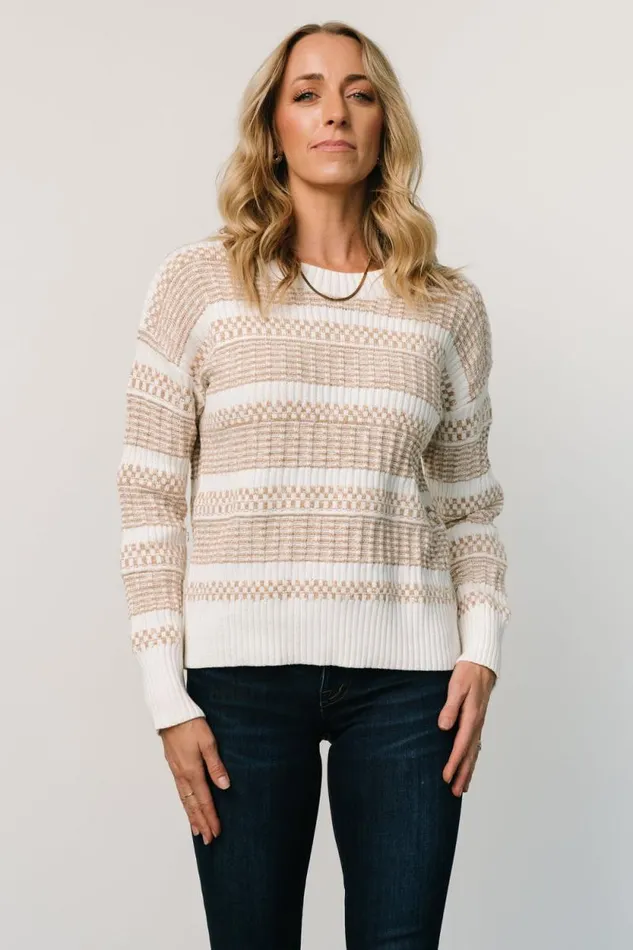 Women Brigitte Knit Sweater Taupe Off White Baltic Born Sweaters