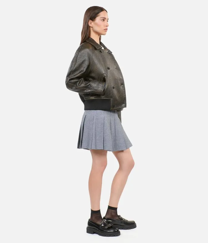 Women Brown Leather Jacket THE KOOPLES Coats and Jackets