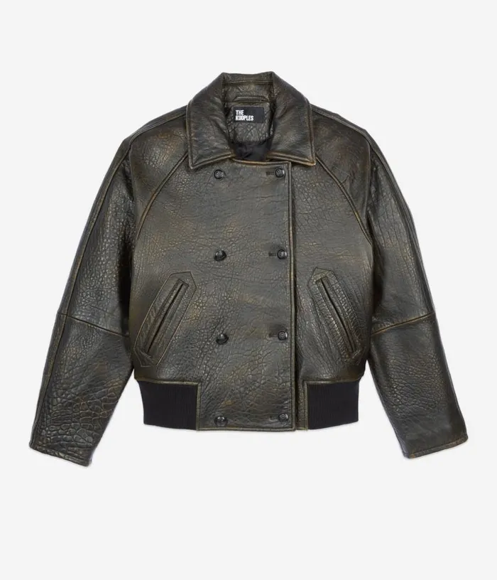 Women Brown Leather Jacket THE KOOPLES Coats and Jackets