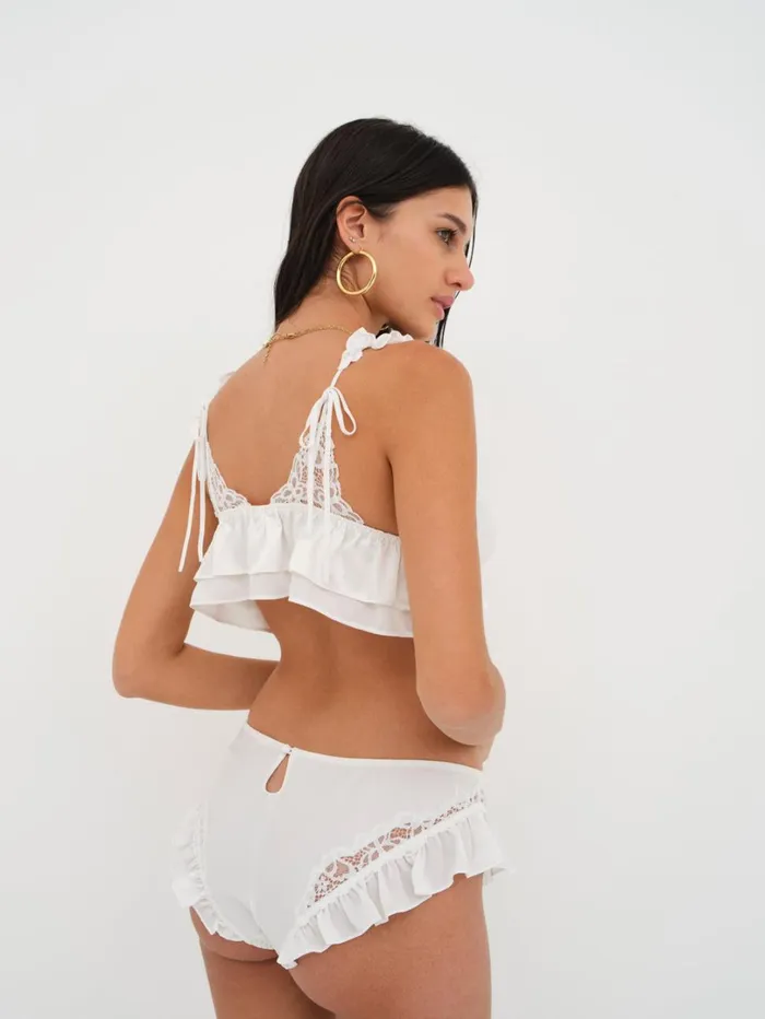 Women Butterfly Lace Ruffle Bralette White For Love and Lemons Lingerie Women Butterfly Lace Ruffle Bralette White For Love and Lemons Lingerie