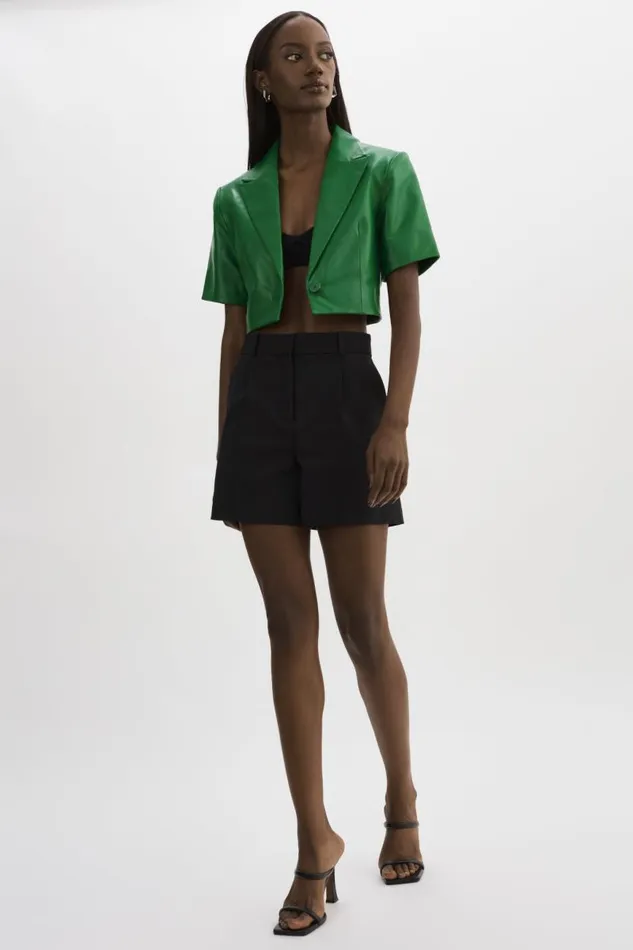 Women CALATEA Short Sleeve Blazer Vibrant Green LAMARQUE Leather Jackets Women CALATEA Short Sleeve Blazer Vibrant Green LAMARQUE Leather Jackets