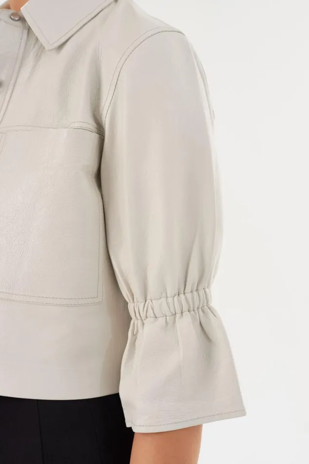 Women CAROLINA Leather Ruffle Sleeve Jacket Winter White LAMARQUE Leather Jackets Women CAROLINA Leather Ruffle Sleeve Jacket Winter White LAMARQUE Leather Jackets